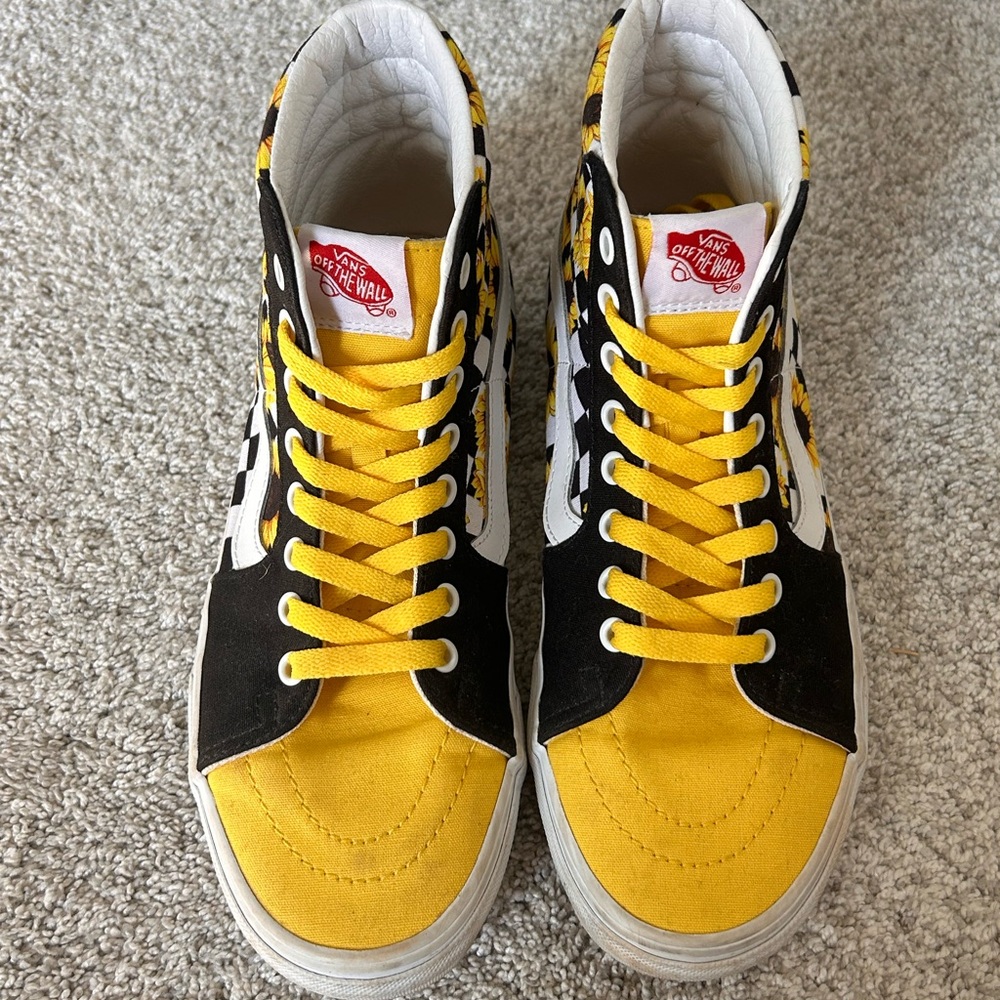 custom yellow sunflower sk8-hi vans